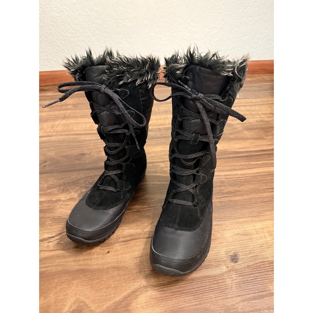 The North Face Nuptse Purna Black Faux Fur Primaloft Winter Boots Women 9